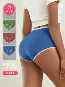 QUASTI 3PCS Womens Underwear High Waisted Briefs Panties Fashion Underwear Regular Size Breathable Soft Playful lingerie S-XXL