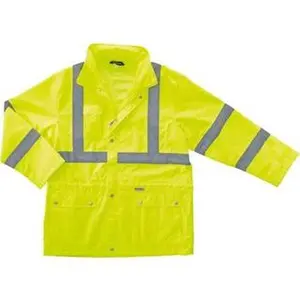 Ergodyne Size 5XL Lime High Visibility Cold Weather Work Jacket - Polyester Fabric, Zipper & Snaps Closure, 3 Pockets, ANSI 24329