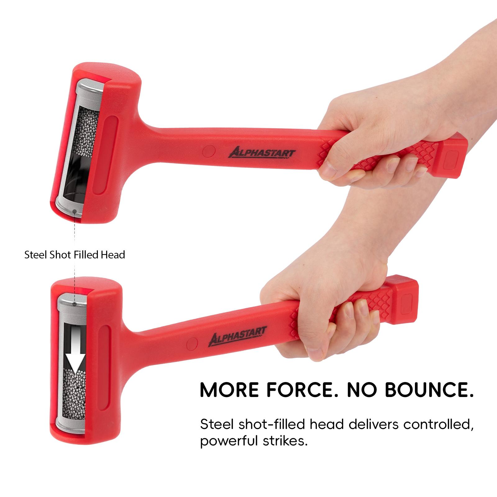 Alphastart 1LB Dead Blow Hammer, Non-Marring Rubber Mallet, Unibody Molded with Checkered Grip, Spark & Rebound Resistant