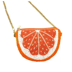 Orange Beaded Coin Purse