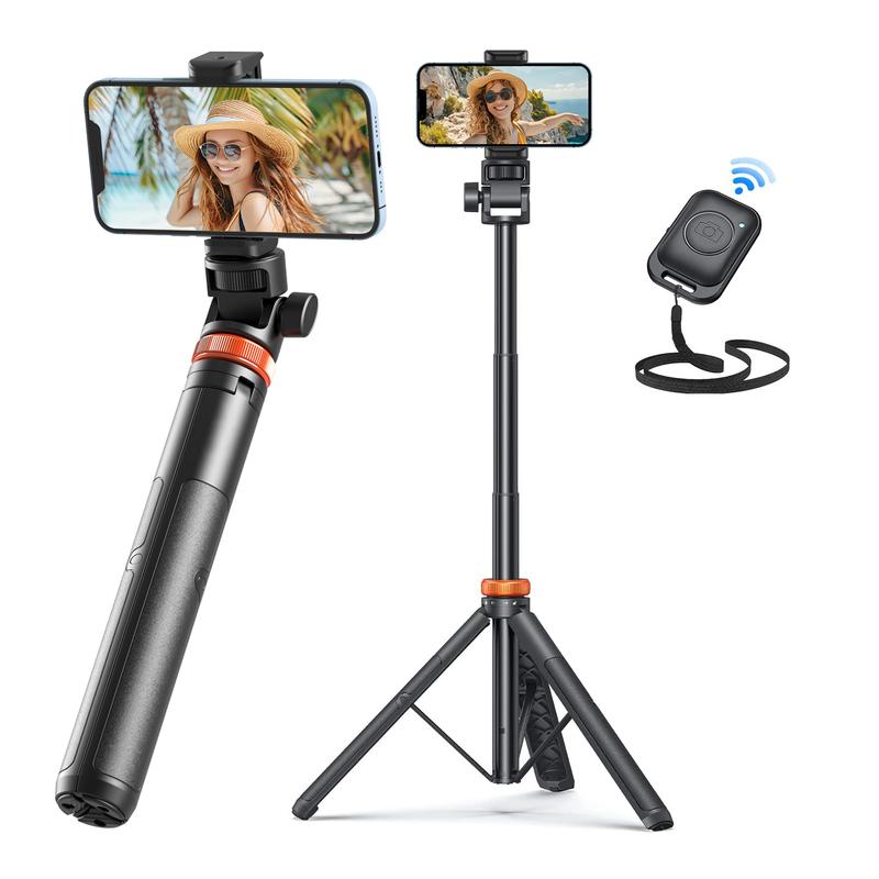 61-Inch Professional Phone Tripod cum Selfie Stick with Remote Control Upgraded Stabilized Stand Compatible with iPhone 16/15/14/13 and Android Devices Travel-Ready Construction