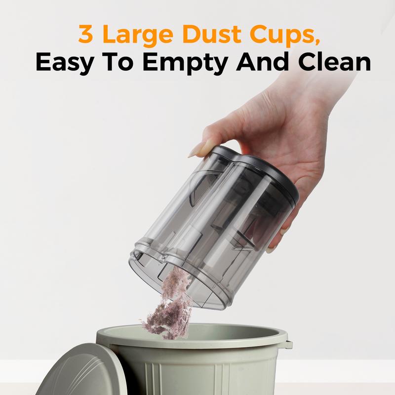 EASYERA Mattress Vacuum Cleaner for Dust Mite Cleaning, Anti-allergen Bed Vacuum with Auto UV-C Light & Heating & 20kPa Strong Suction & Dual Brushes & Triple-Cup Handheld Vacuums Cleaner for Pet Couch Sofa Bed