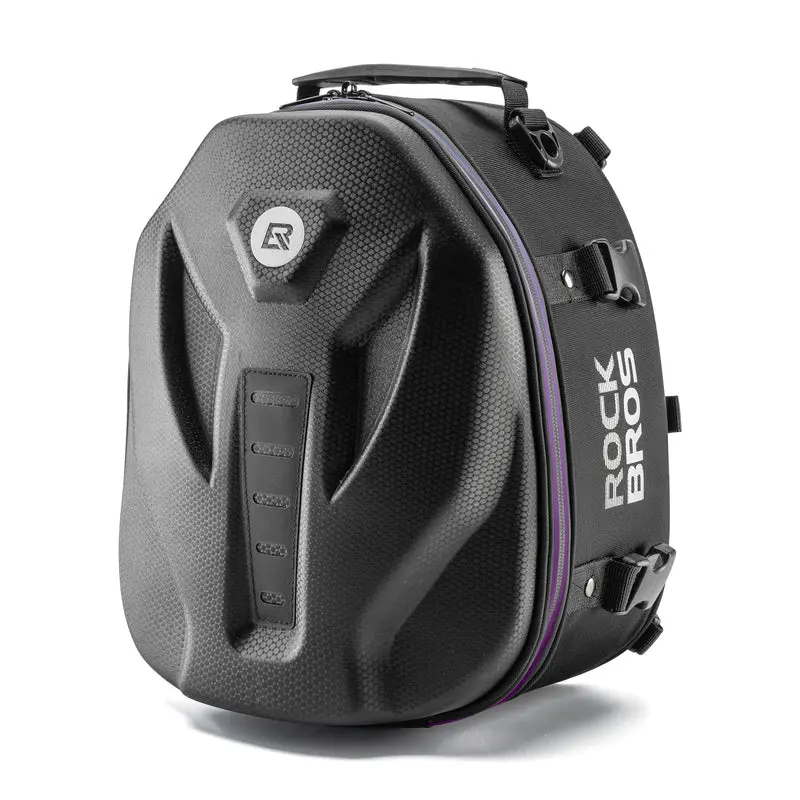 ROCKBROS 12.5L Waterproof Hard Shell Motorcycle Tail Bag - 12.4’’L x 9.45’’W x 8.07’’H, Adjustable Strap, High-Vis Trim for Safety, Fits Rear Seat, Convertible Backpack, Large Capacity Cycling Gear Storage, Waterproof Shell, Rainy Conditions, Durable Mate