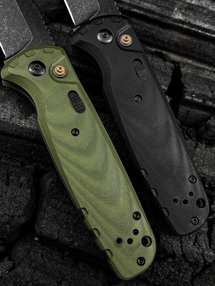 4300BK-02 CLA Folding Pocket Knife 3.4" CPM-MagnaCut Stainless Steel Black DLC Battlewash Plain Blade, G10 Handles with pocket clip Outdoor Hunting Survival knife Hiking self defense tactical knife Camping Fishing Tools EDC Knife