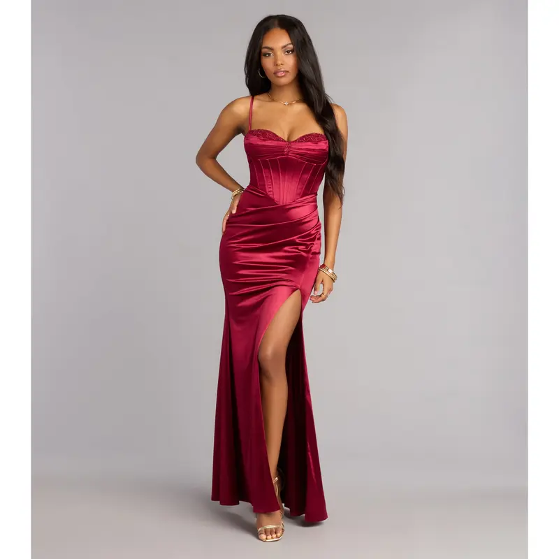 reviews for windsor melinda satin lace-up formal dress windsor - TikTok Shop