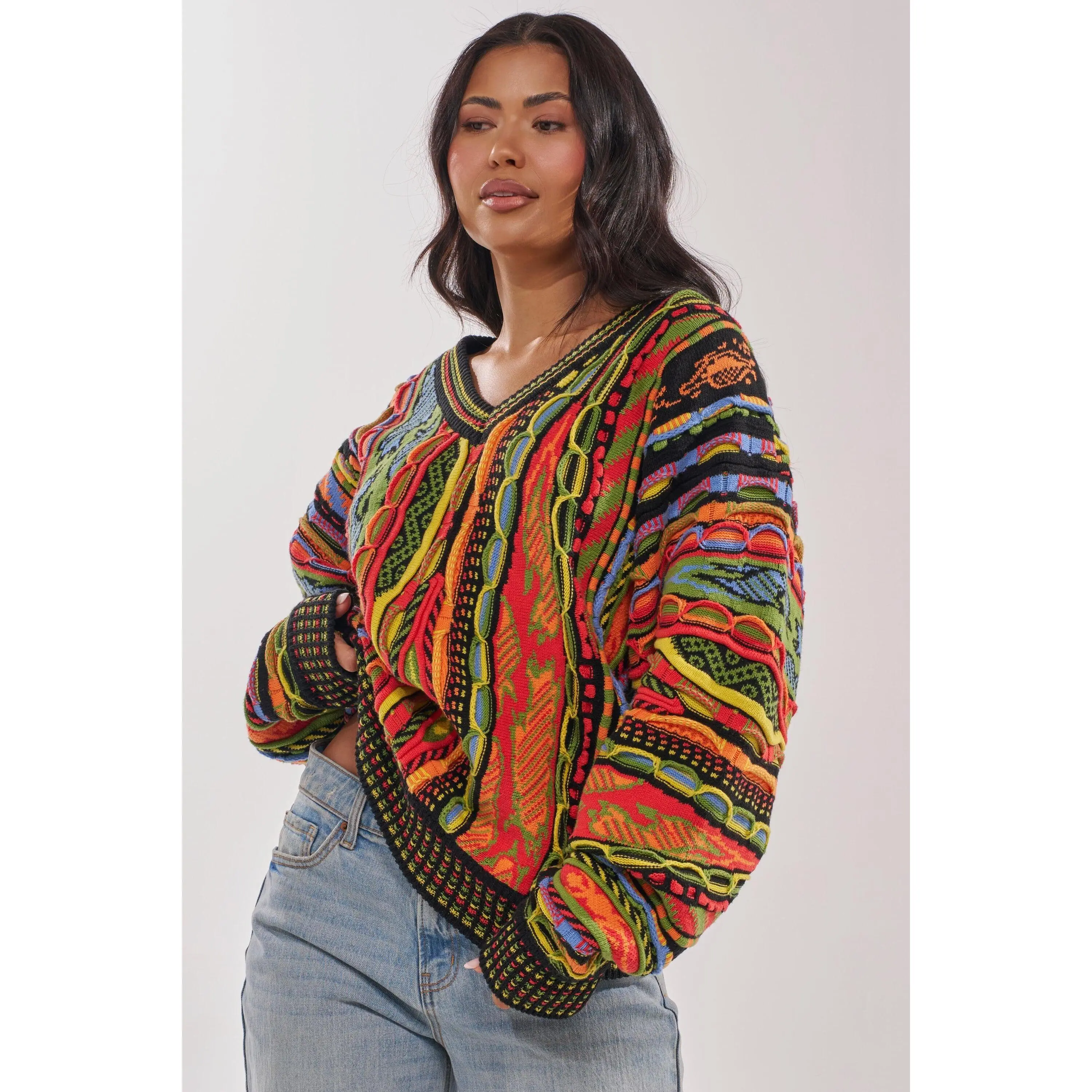 COSMIC WEAVE V-NECK SWEATER