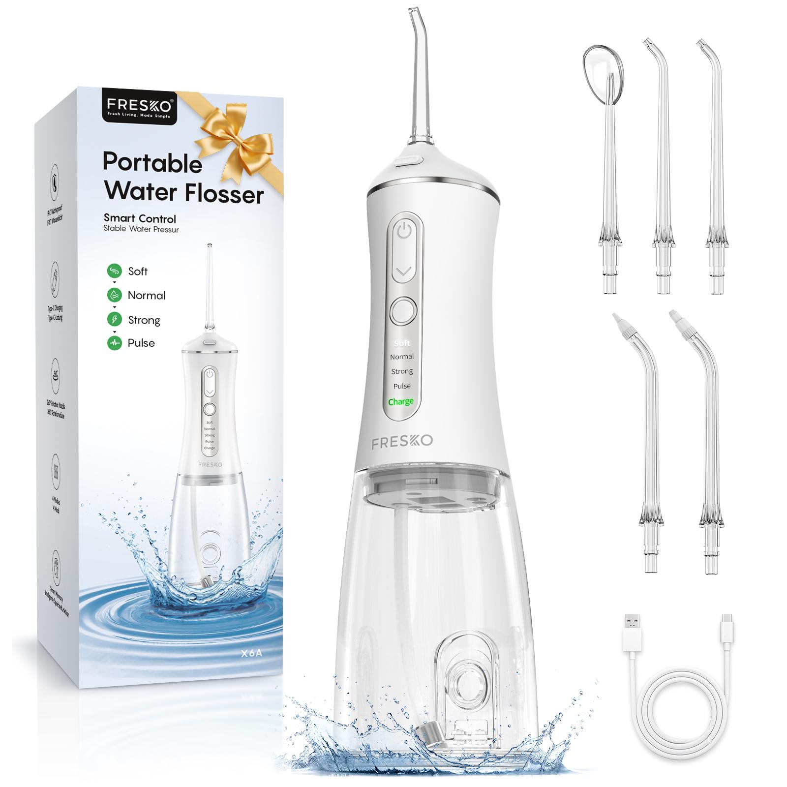 Water Dental Flosser 50-Day Battery, IPX7 Waterproof, 5 Tips, 300ML Oral Irrigator for Braces & Sensitive Gums | Deep Plaque Removal, 4 Modes