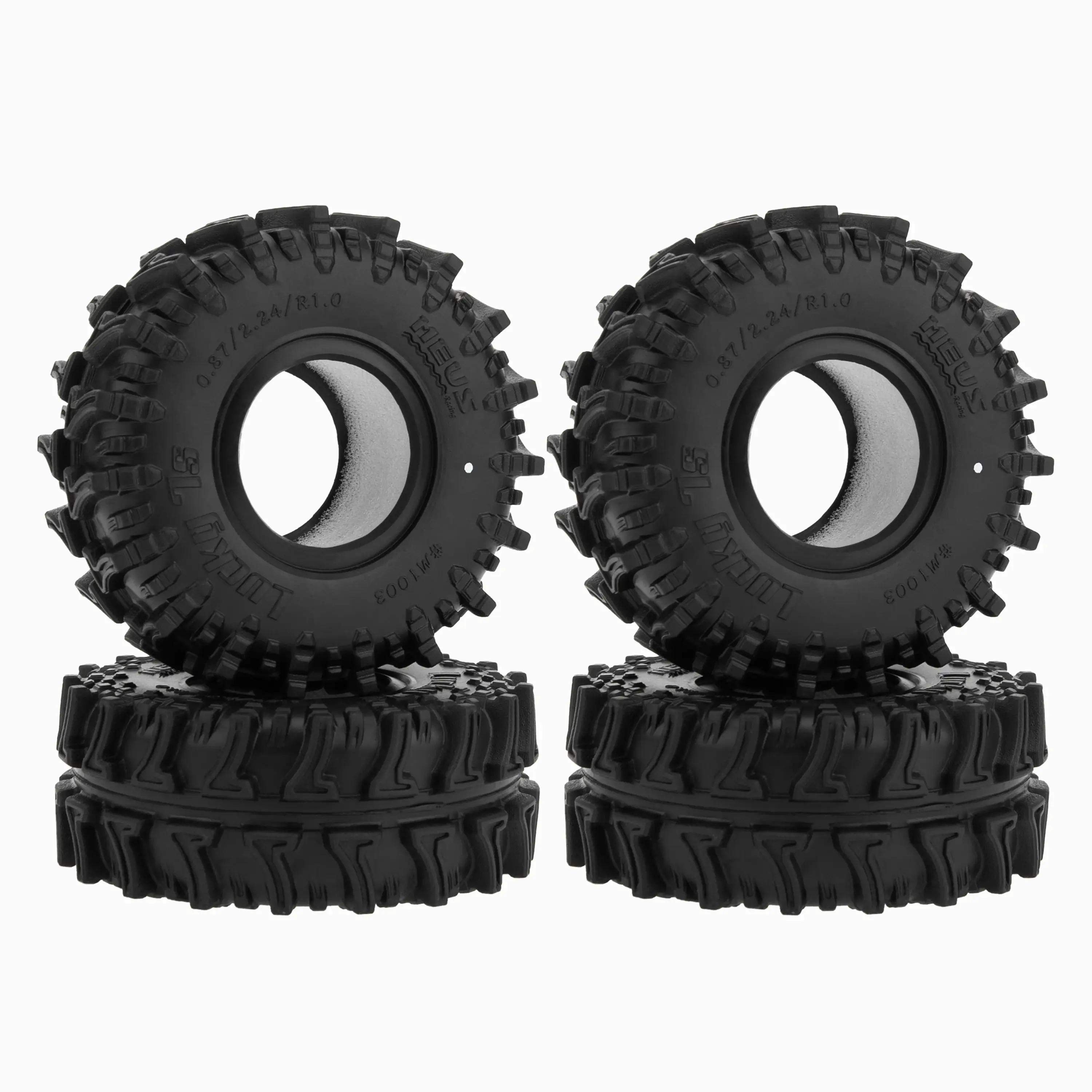 MEUS RACING 1.3 Beadlock Mud Trail Tires - MS6 Vipers Crawler Tires, MS6 Rubber, Super Grippy, Excellent Traction, Good Grip on Mud/Rocks, 0.91/2.52/R1.3, Compatible with TRX4M, SCX24, FCX24, AX24, JLU Deadbolt 1/24 1/18 RC Crawlers, #M1303, B17
