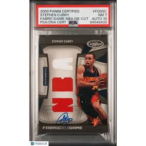 2009-10 Panini Fabric/Game-NBA Die-Cut 14/50 #FOGSC Stephen Curry Signed PSA