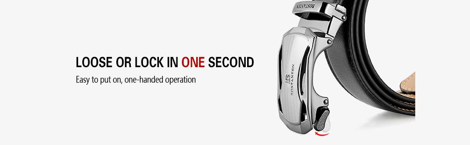 [Valentine's Day Gift] BOSTANTEN Leather Mens Belt Easy Release Ratchet Belt For Men Dress and Casual with Adjustable Buckle, Trim to Fit Textured Fathers Gift