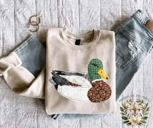 FAUX PATCHWORK MALLARD CREWNECK