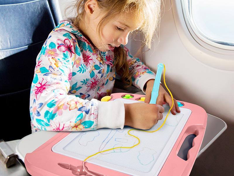 SGILE Large Magnetic Drawing Board - 16 x 13 Inches, Doodle Pad with 4 Magnetized Stamps, Non-BPA, Ergonomic Shape for Preschoolers Play