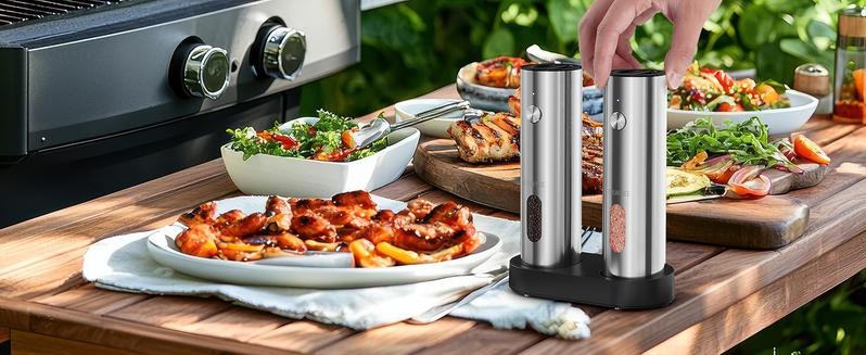 Salt and Pepper Grinder Set Electric,Rechargeable Salt and Pepper Shakers Stainless Steel with USB C Dual Charging Base,Upgraded Large Capacity,Adjustable Coarseness,Ideal for Mom