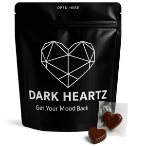 Dark Chocolate Hearts for Couples – Mood Support Chocolate Bar – Vegetarian & Gluten-Free Treat for Men(10 count)