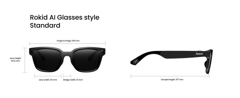 Rokid AI Glasses Style, 12 MP & 4K Camera, Photo & Video, AI Assistant Powered by ChatGPT-5, 24h Standby, 89 Language Translation, Dual Hi-Fi Speakers, Lightweight (38.5g), Supports Prescription up to ±15.00D, Perfect for Daily Wear & Virtual Assistance