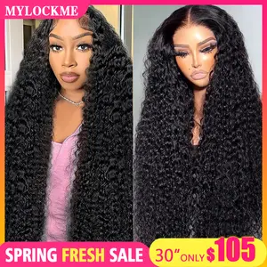 Kinky Curly 13x6 13x4 Lace Front Wigs Human Hair 180% Density Curly Human Hair Wig for Women Natural Black HD Transparent Lace Frontal Wigs Human Hair Pre Plucked with Baby Hair