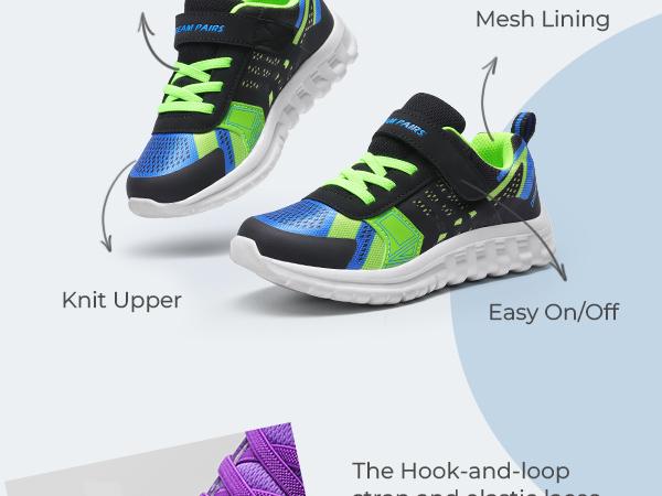 Dream Pairs Kids [EZ-Ons Quicksteps] Boys Girls Shoes Kids Tennis School Sneakers Breathable Running Athletic Shoes Sport Footwear Comfortable Toolder Trainers