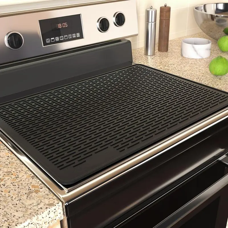 Extra Large Silicone Electric Stove Top Cover Mat - Non-Slip Heat-Resistant Glass Cooktop Protector for Flat RV Ranges, Multi-Use Dish Drying Mat, Kitchenware Accessory, Cooking Use