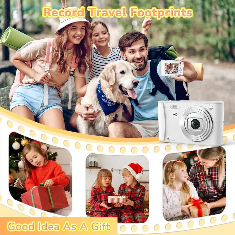 2026 New Vlog Digital Camera: High-definition shooting for selfies, vlogs, and video recording. 800mAh battery, 3.0-inch screen, and 64GB SD card slot. Ideal for vlogs, selfies, photography, video recording, and webcams, perfect for beginners.