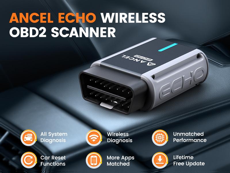 Ancel Echo OBD2 Scanner Bluetooth - All Systems Car Diagnostic Tool,  Bidirectional  Code Reader with Resets,  Battery Registration Wireless OBD2