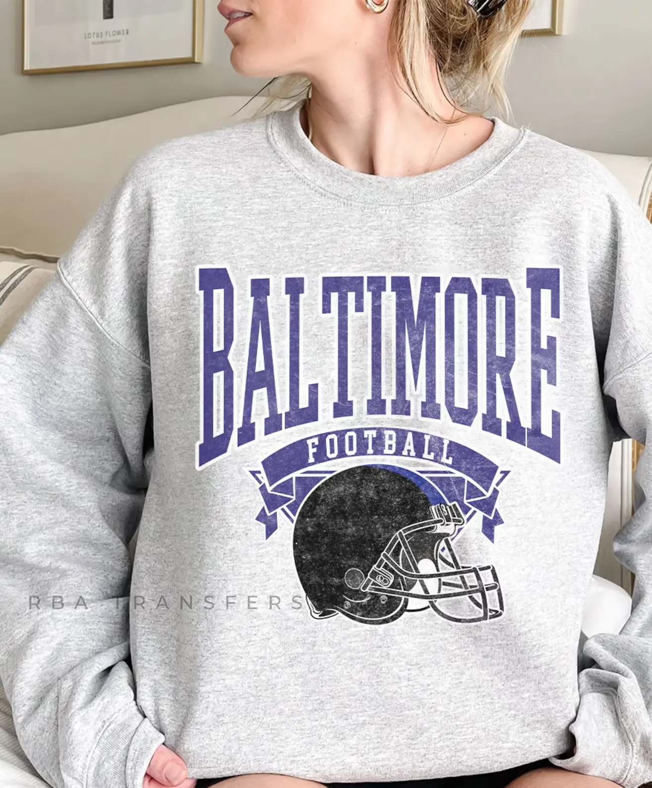 Baltimore Football Game Day Sweatshirt, Retro Football Fan Pullover