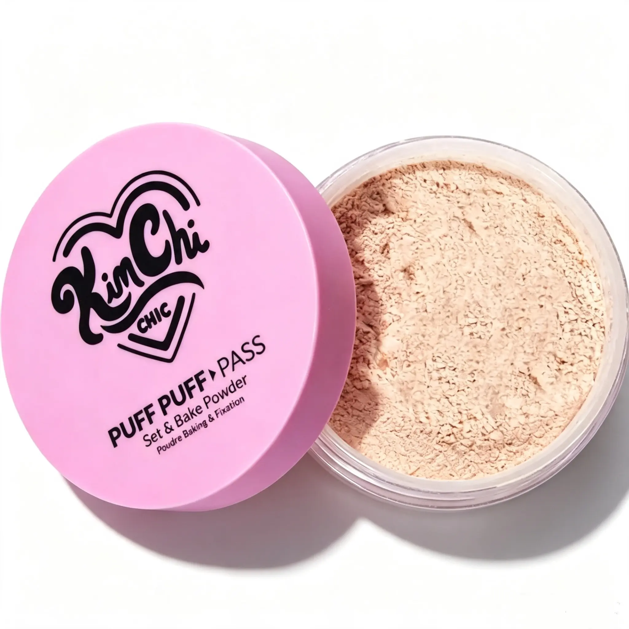 KimChi Chic Puff Puff Pass Set & Bake Powder, Rice Powder & Vitamin E Infused Setting Powder, Lightweight Translucent Finish for Flawless‑Looking Makeup