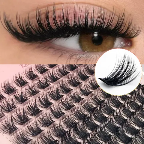 Lash Cluster False Eyelash Extensions DIY Kit - Natural Lash Cluster, D Curl, 9-16MM, 176 PCS Lightweight Set for At-Home Cat Eye Makeup