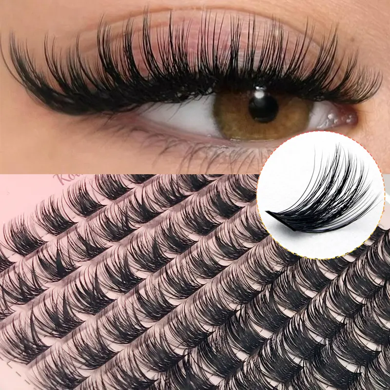 Lash Cluster False Eyelash Extensions DIY Kit - Natural Lash Cluster, D Curl, 9-16MM, 176 PCS Lightweight Set for At-Home Cat Eye Makeup