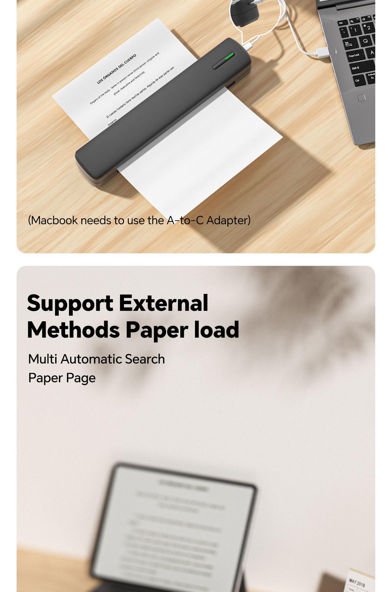 Portable Thermal Printer D810 - Wireless A4 Printer for Office School Travel Home Tattoo Scenarios Ideal Gift