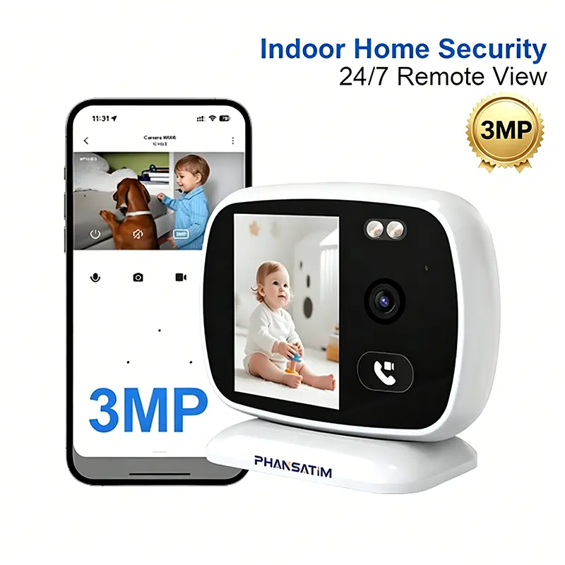 3MP 2.8" Screen Pet Security Camera - 2.4GHz WiFi, 1-Touch Video Call, Color Night Vision, AI Motion & Sound Detection, 2-Way Audio, Cloud Storage, Alexa-Compatible hd resolution