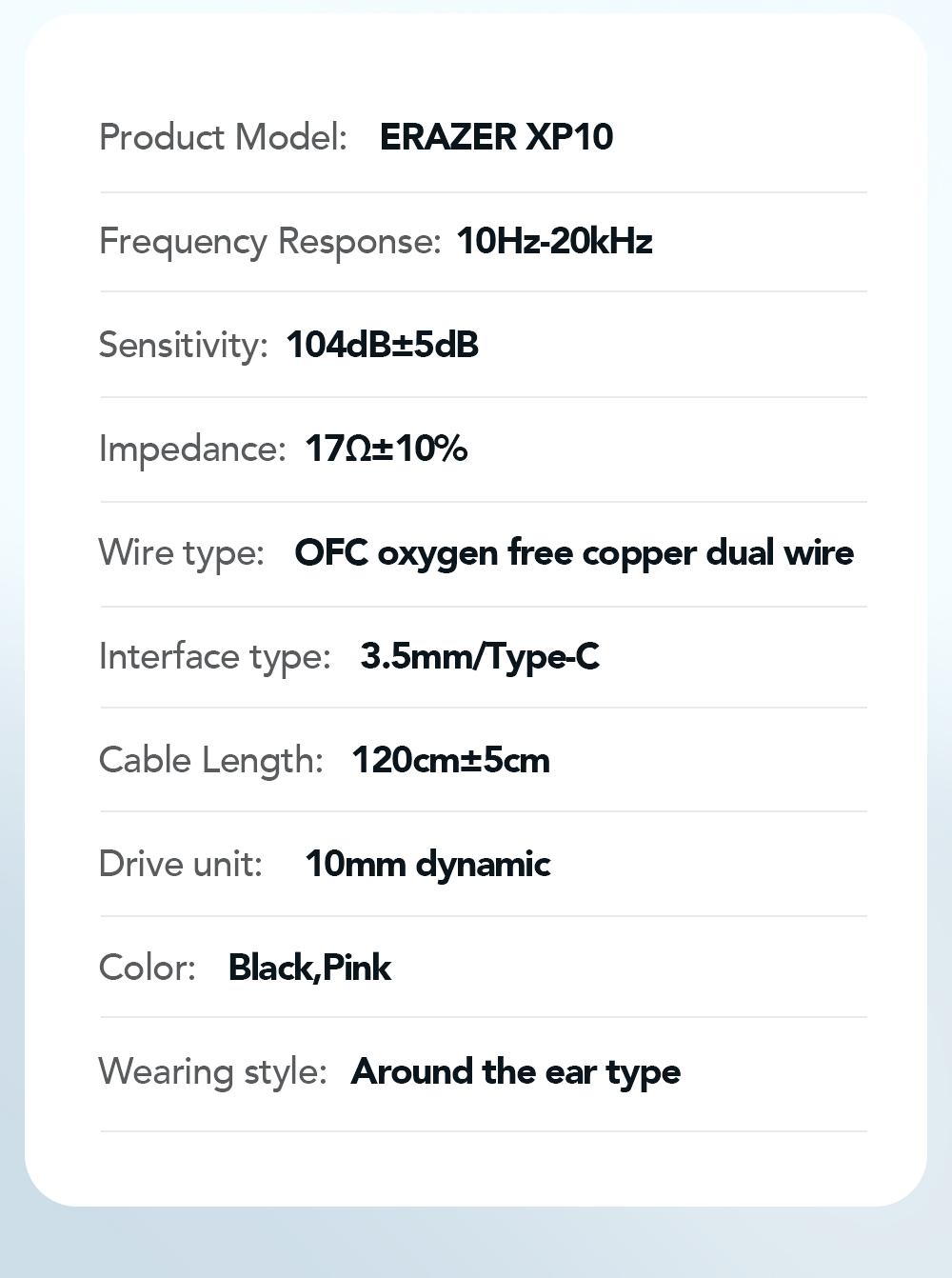 ERAZER XP10 Portable Wired In-Ear Earphone, Wired Headphones With Mic, HiFi Subwoofer Noise Cancelling Wired Earphones for Game Sports, 3D Stereo Sound Headphones For Gym & Sports & Game, Headphones 8D Audio, Electronic Audio Earbud