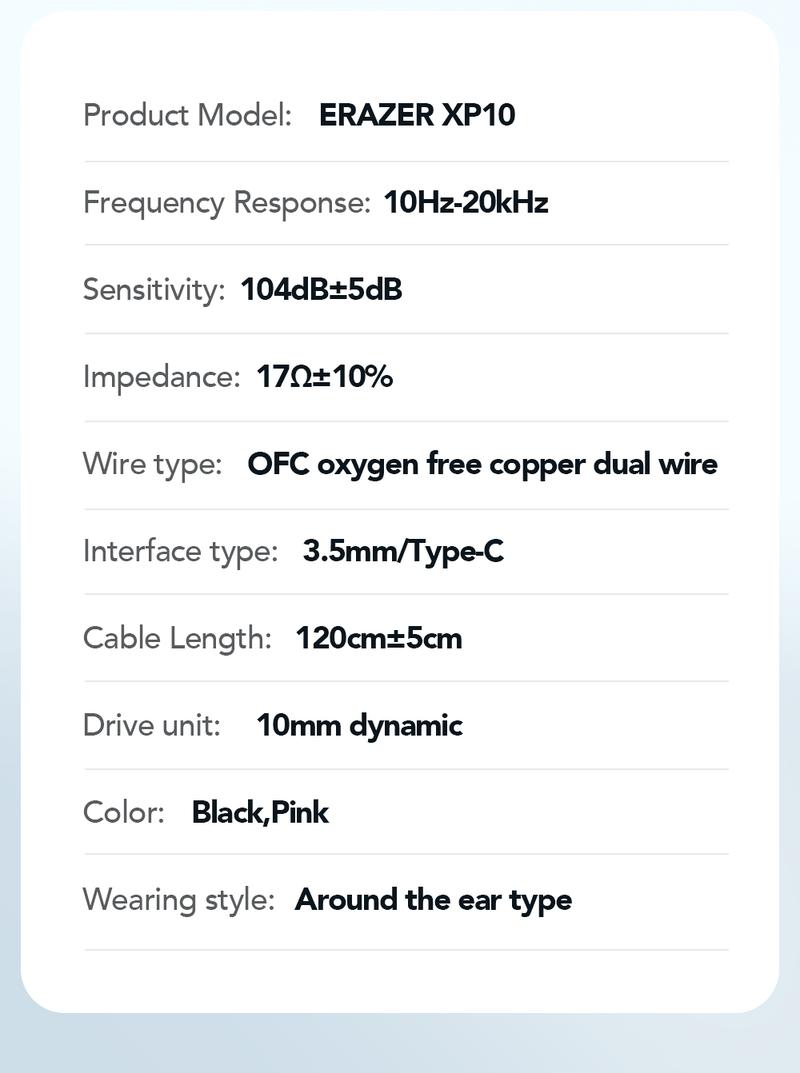 ERAZER XP10 Portable Wired In-Ear Earphone, Wired Headphones With Mic, HiFi Subwoofer Noise Cancelling Wired Earphones for Game Sports, 3D Stereo Sound Headphones For Gym & Sports & Game, Headphones 8D Audio, Electronic Audio Earbud