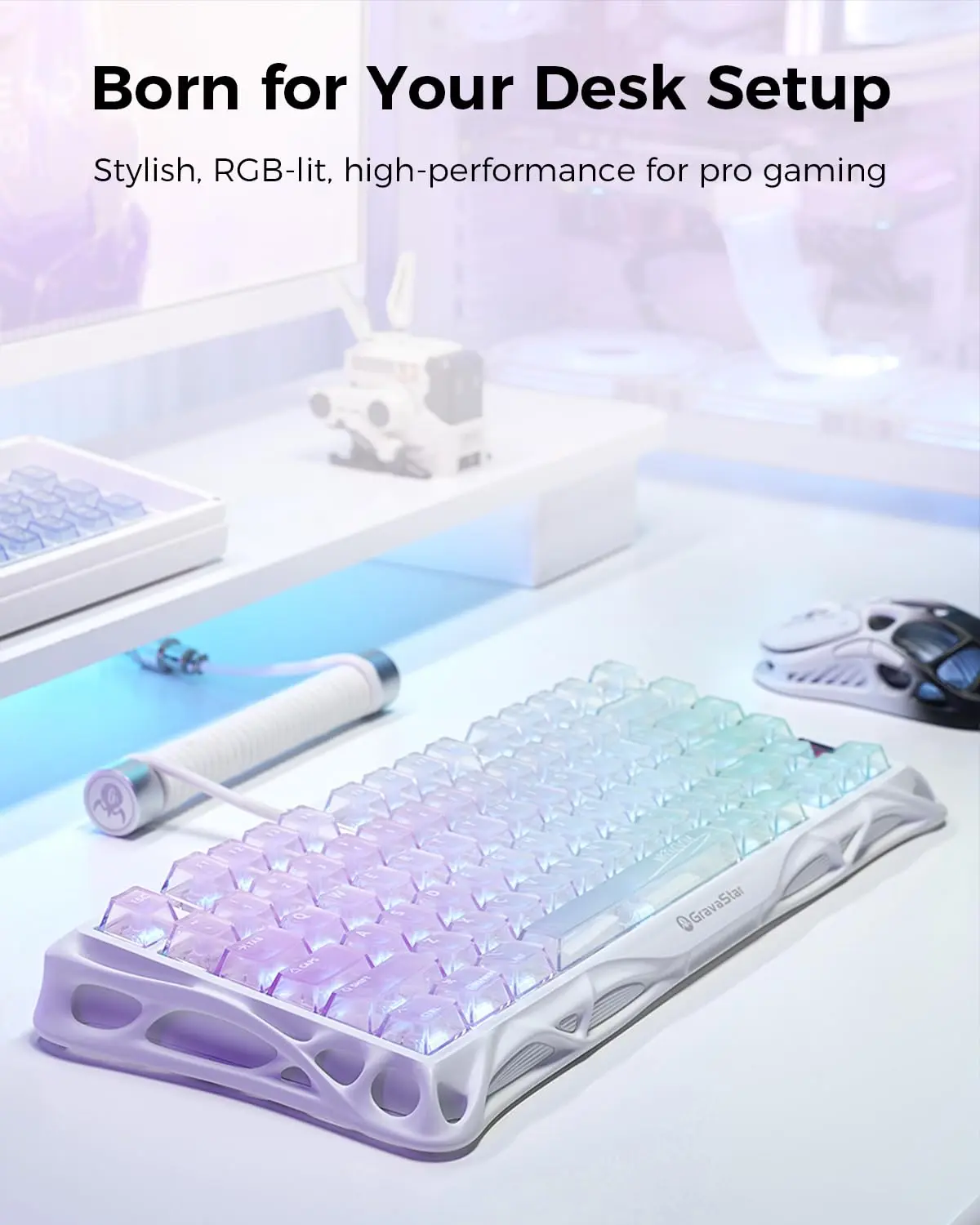 キーボード GravaStar Mercury K1 Lite Crystal Aurora Mercury K1 Lite Gaming Keyboard - Crystal Aurora | 75% Mechanical