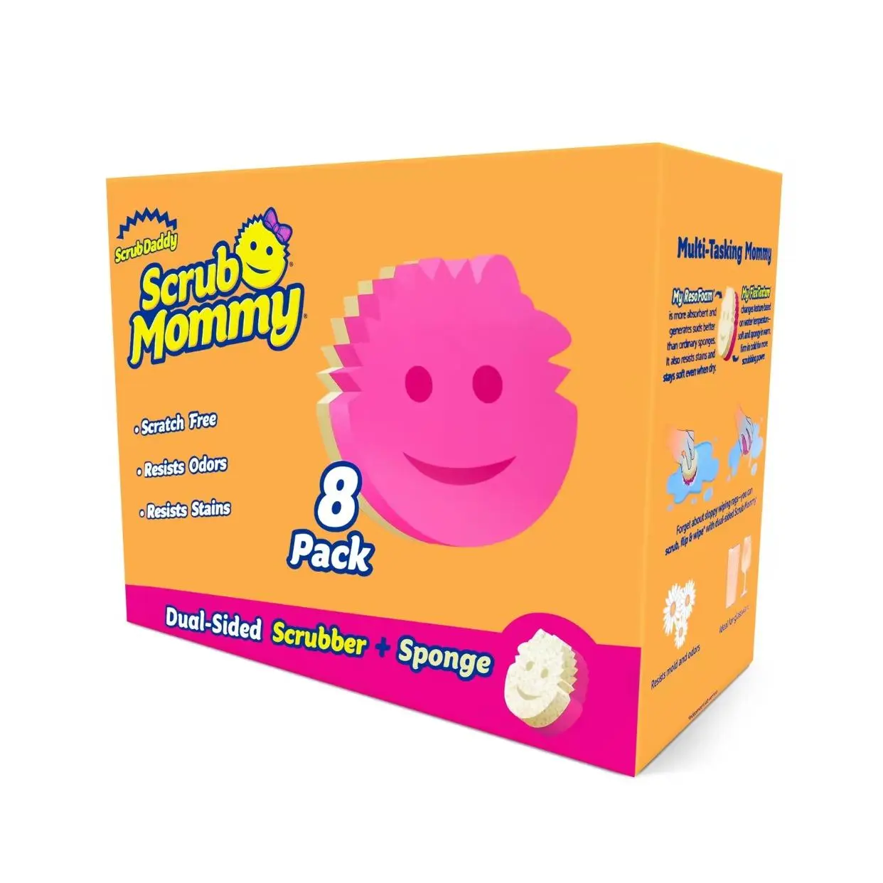 Scrub Daddy 8-Pack Color Scrubber Sponges - Scratch-Resistant Dishwashing Sponge for Cleaning - BPA-Free Polymer Foam, Stain & Odor Resistant