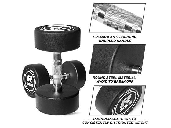 RitFit 20LB PVC-Coated Round Dumbbells in Pairs - Durable Balanced Design for Upper Body Workouts & Noise-Reducing Floor Protection