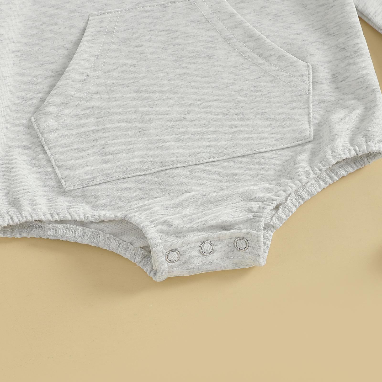 Baby Onesie Newborn Boy Girl Hooded Romper Long Sleeve Front Pocket Solid Color Bodysuit Infant Spring Fall Romper Toddler Outfit Cute, Newborn Baby Stuff