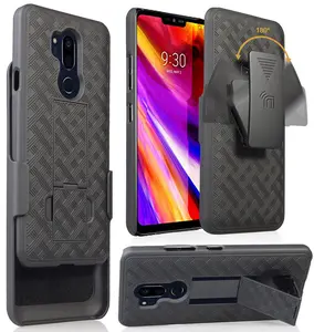 Case with Clip for LG G7 ThinQ, Nakedcellphone Black Kickstand Cover + Belt Hip Holster for LG G7 ThinQ Phone, G710, G7 Plus, G7+