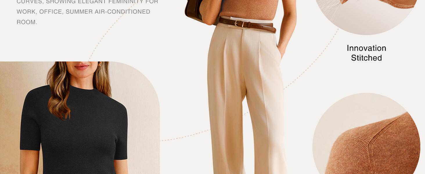 Arach&Cloz Women's Wool Blend Oversized Sweaters Crewneck Casual Spring Outfits Fashion Tops SpringStatements