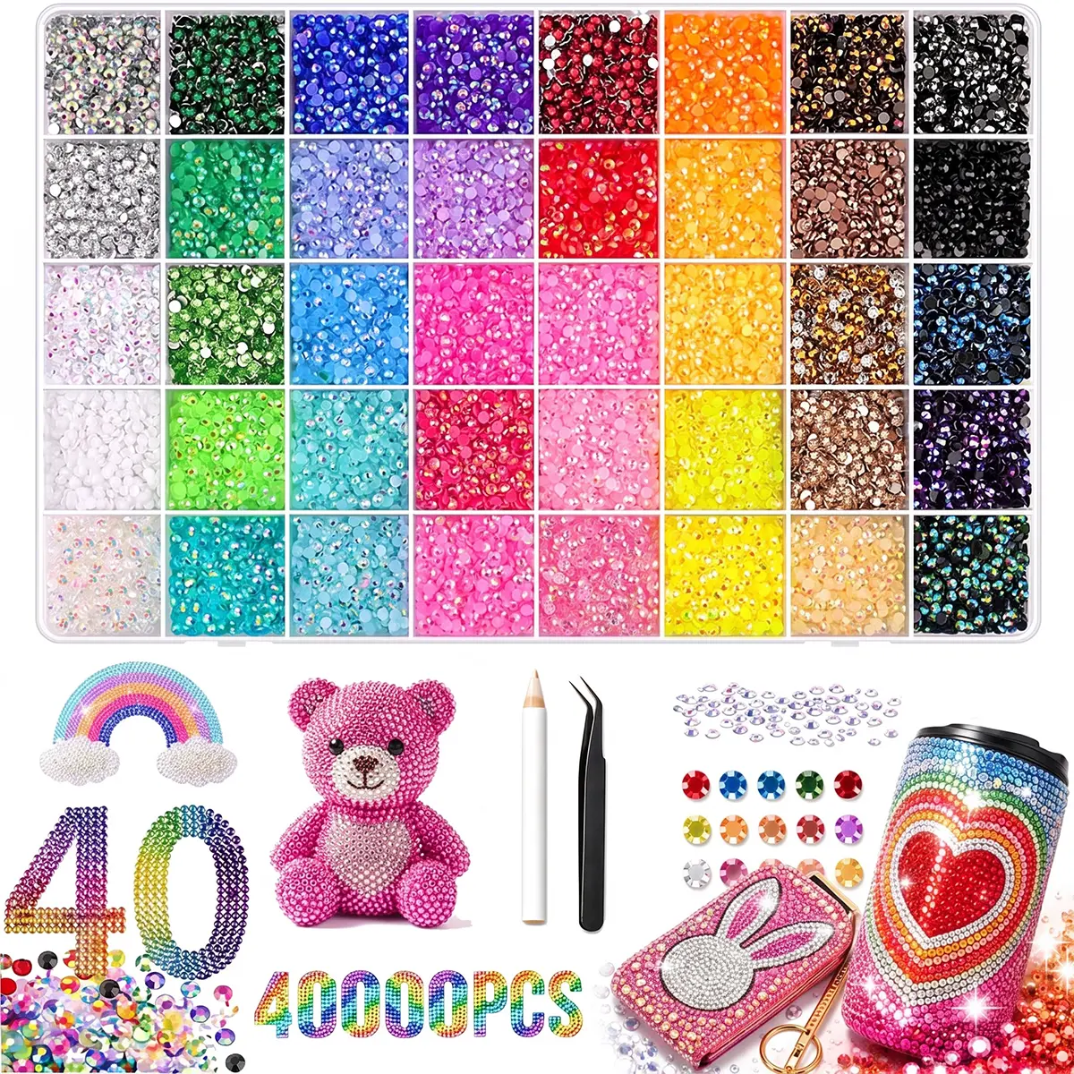 3mm Flatback Resin Jelly Rhinestone Bedazzling Kit - JNail Art & Decoration Jewels, Ideal for Bedazzling Things & DIY Arts Crafts Gifts, Nail Tech Supplies, Diy Projects, Gifting, Festive Look, Enhance Creativity