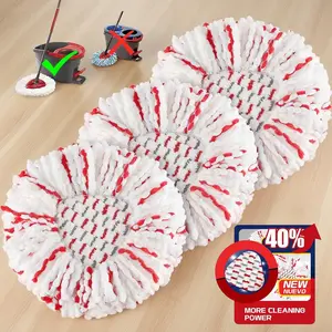 3 Pack Spin Mop Heads with Scrubbing Pad - 2024 Upgraded 2-in-1 Mop Head for O-Cedar EasyWring 1-Tank System.Built-in Scrub Pads for Stuck-on