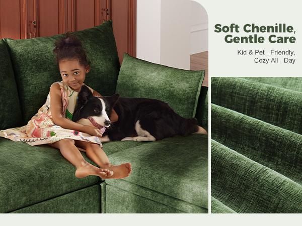 ABCASA 167.5" Oversized Modular Sectional Sofa, U Shaped Convertible Chenille Couch with Movable Ottoman, Large 8 Seat Corner Couches for Living Room Apartment Deep Seat