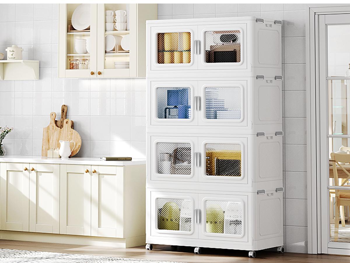 BROVIEW V80 165-300Gal Plastic Collapsible Storage Bins, Plastic Extra Large Storage Bins with Wheels, Stackable Closet Organizer and Storage Drawers, Black