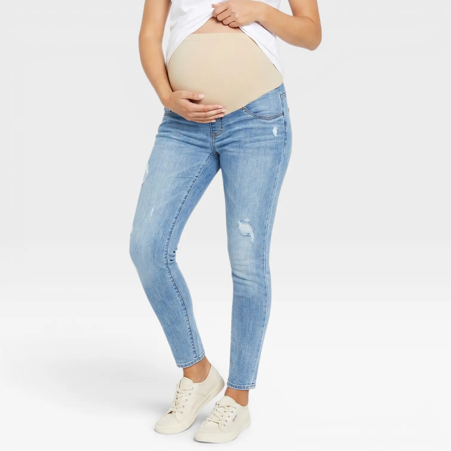 Indigo Blue Sustainable Secret Fit Over the Belly Skinny Leg Maternity Jeans