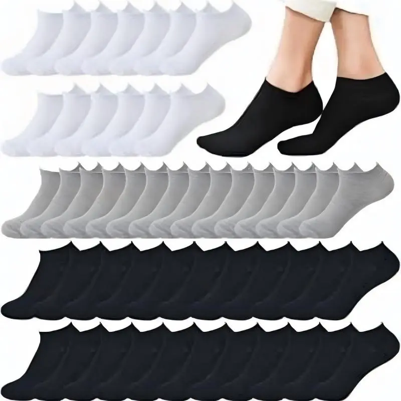 Women's Unisex Solid Ankle Socks (10/20/30 Pack) - Breathable Spandex, Comfortable Fit, Durable Cushioning, Foldable for Daily Wear & Outdoor Use, Basic Activewear Socks for Thanksgiving & Valentines Day Gifting