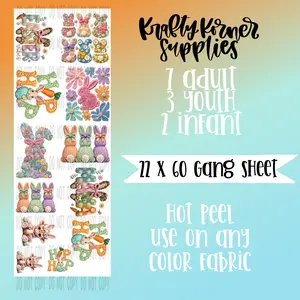 Easter Yarn DTF Transfer Gang Sheet, 22 x 60