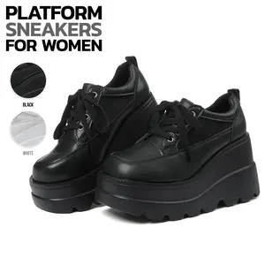 VIMISAOI   Womens Platform Sneakers Round Toe Lace Up Chunky Wedge Heel Mesh Comfortable Casual Outdoor Daily Wear Travel Dating Trendy Shoes