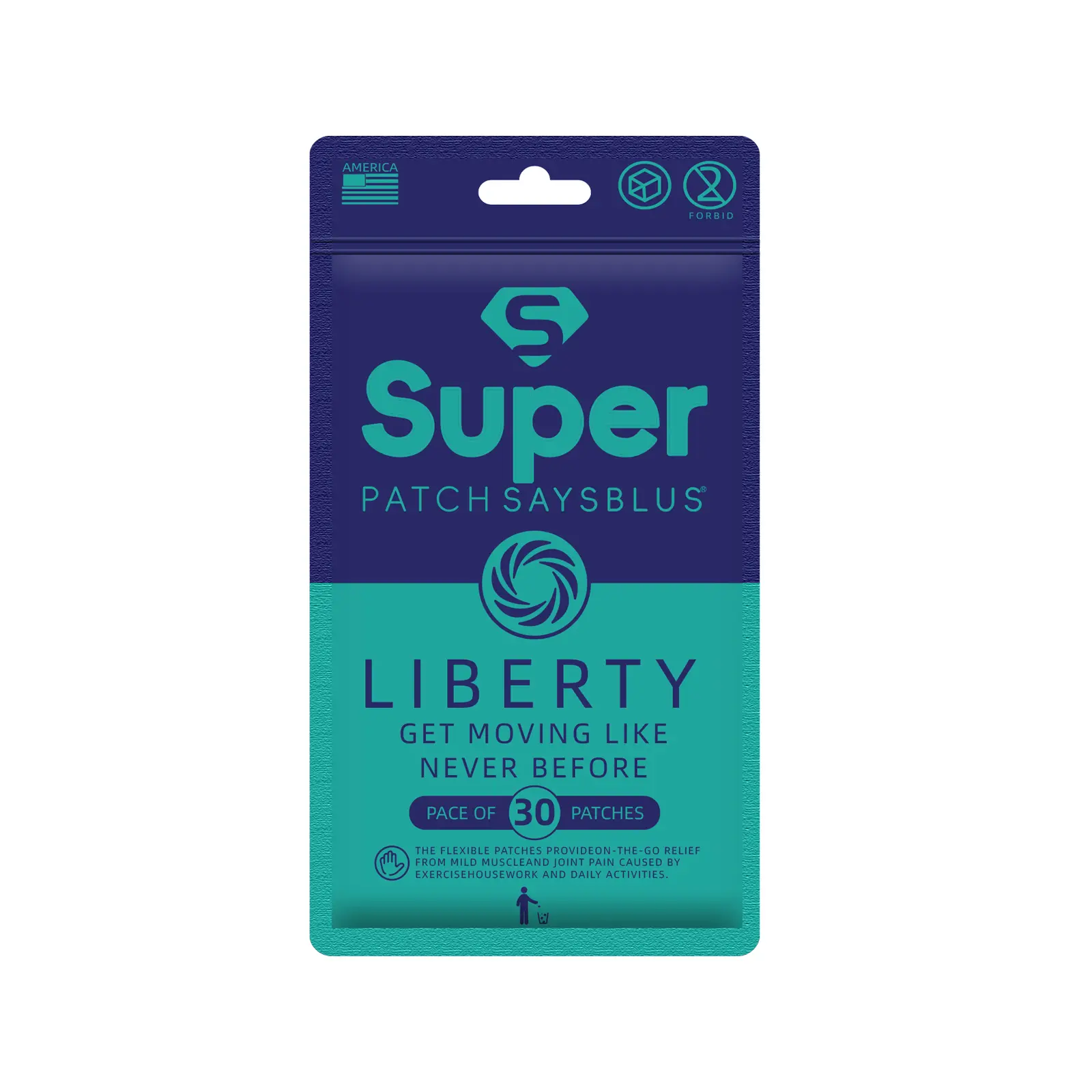 SAYSBLUS Super Patch LIBERTY 1-Pack of 30 Patches for Active Lifestyles – Motion Support Patches, Skin-Friendly with Long-Lasting Comfort & Soothing Care