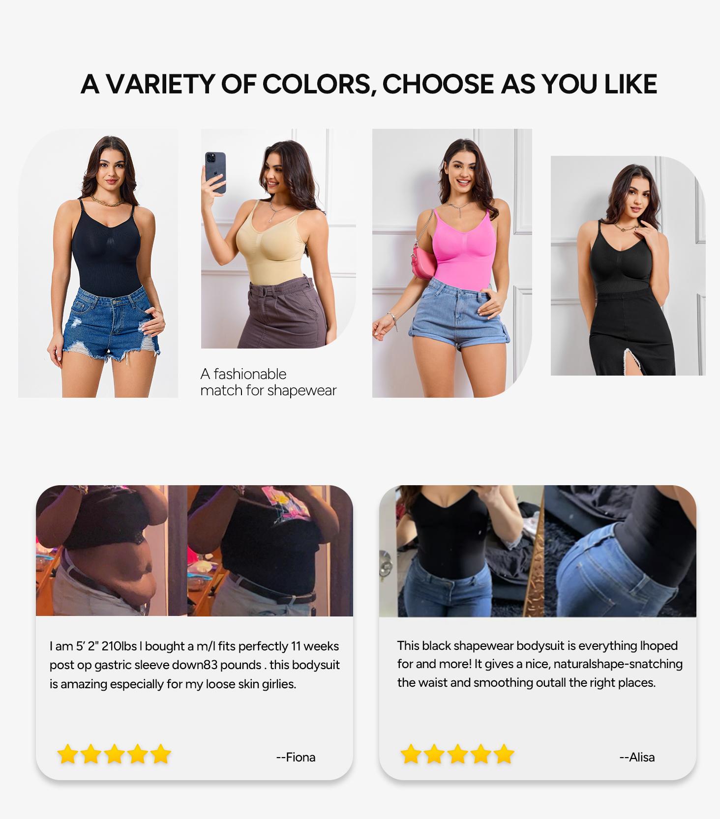 [Live Now] Nebility Women's V-Neck Shapewear Set - Seamless Bodysuit & Camisole, Hip Lift & Tummy Control, Basic Comfort Style High Waisted Shapers Spaghetti Strap