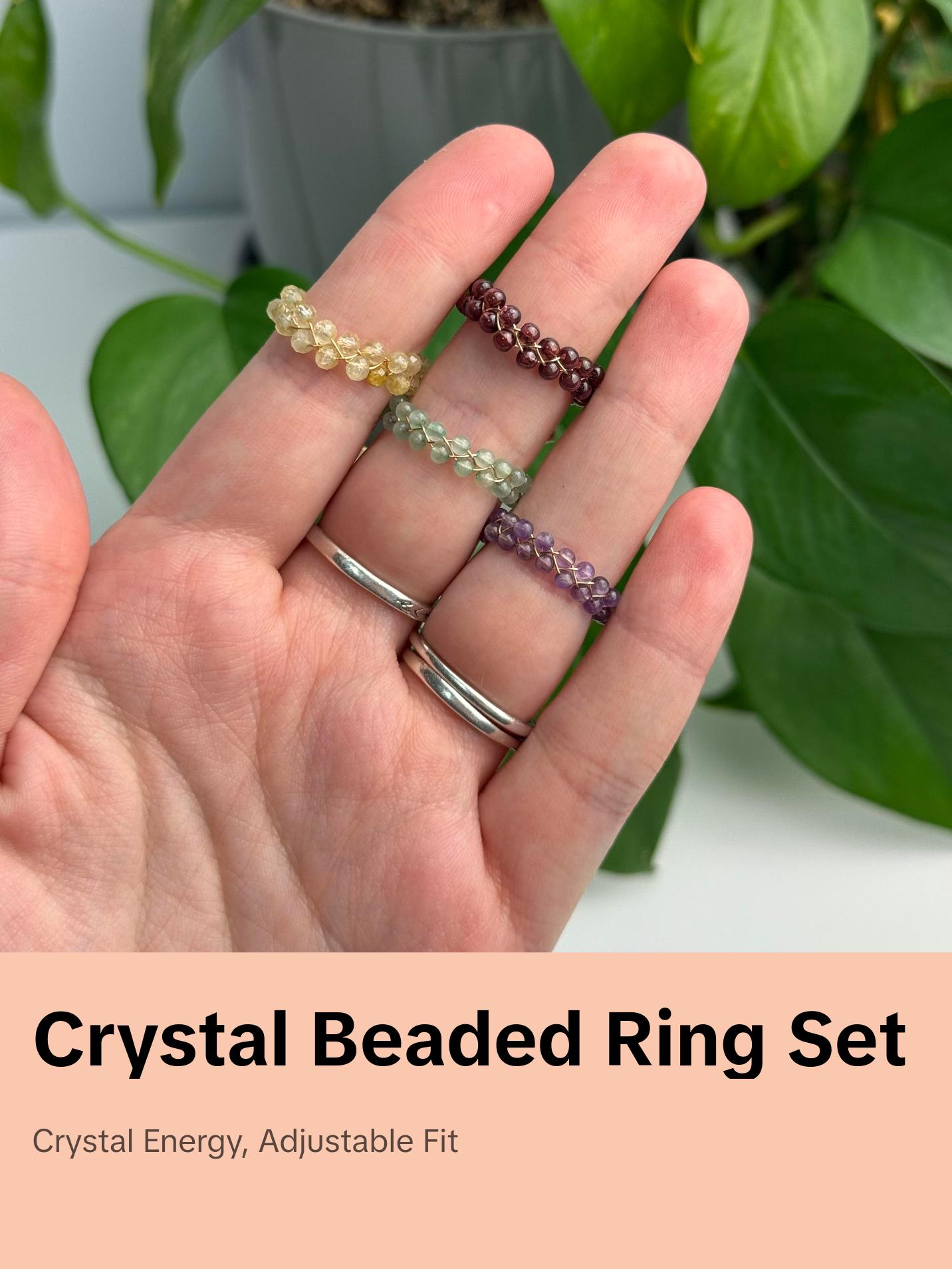 Adjustable Crystal Beaded Ring