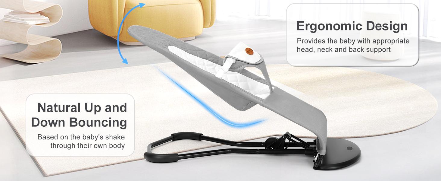 Baby Bouncer, Portable Baby Bouncer Seat for Baby 4-18 Months, 3 Modes for Bouncing or Stationary Use, Infant Chair Rocker with Removable Hanging Toys